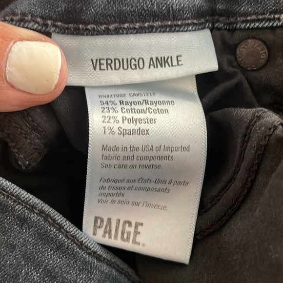 PAIGE “Verdugo Ankle” Black Skinny jeans, Size 25 - Picture 7 of 8